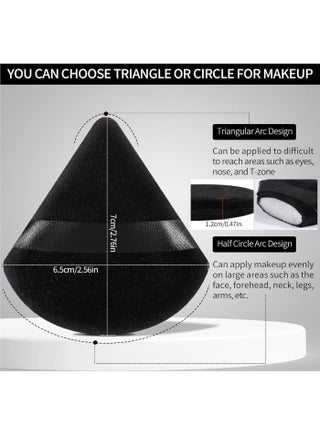 12 Pcs Triangle Powder Puff Set with Storage Box Pure Cotton Makeup Sponge Set Velour Powder Puff Soft Powder Puff for Face and Body Powder Cosmetic Foundation Sponge for Undereye Setting Face Makeup Puff Black - view 5